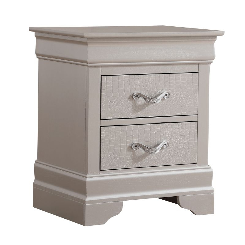 Passion Furniture Lorana 2-Drawer Champagne Nightstand (24 in. H x 21 in. W x 16 in. D)