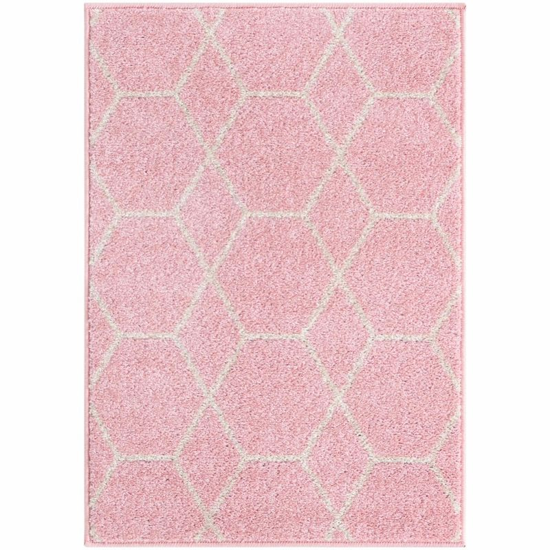 Unique Loom 7' 0 x 10' 0 Trellis Frieze Geometric Light Pink Area Rug