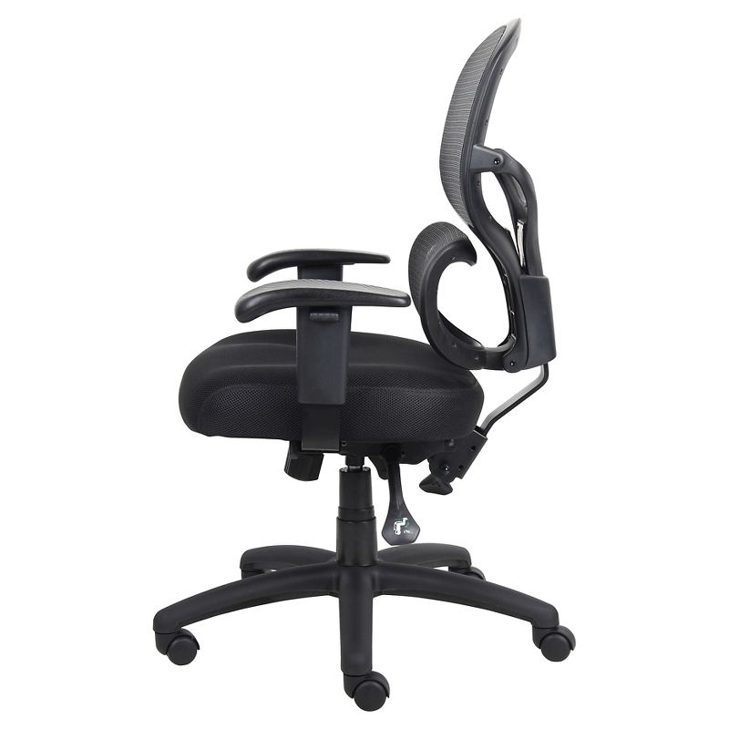 Boss Office Products Multi-Function Mesh Task Chair Black: Ergonomic, Lumbar Support, Swivel, Adjustable Arms