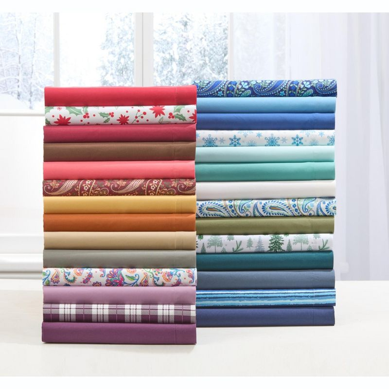 BrylaneHome BH Studio Microfiber Printed Sheet Set - Full, Navy Paisley