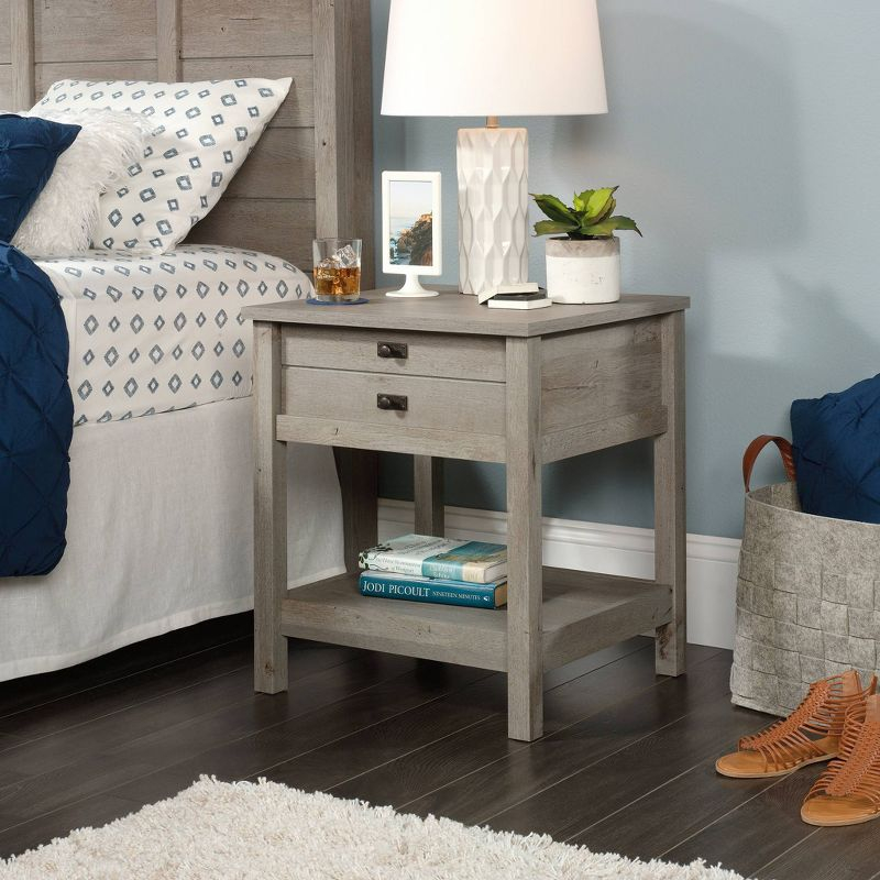 Cottage Road Nightstand Soft White - Sauder: Farmhouse Style, 1 Drawer & Open Shelf