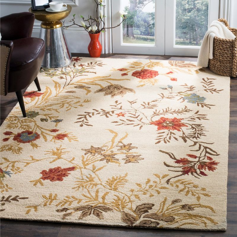 Blossom BLM916 Hand Hooked Indoor Area Rug - Beige/Multi - 5'x8' - Safavieh