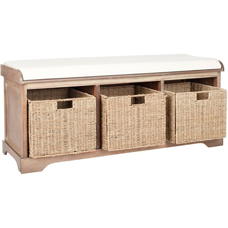 Lonan Wicker Storage Bench - Washed Natural Pine - Safavieh