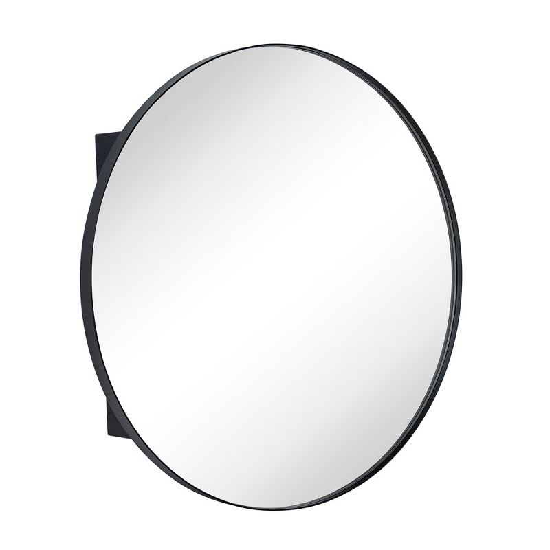 TEHOME  Myriel 24 in. W x 24 in. Surface Mount Round Metal Framed Bathroom Medicine Cabinet with Mirror in Matt  Black