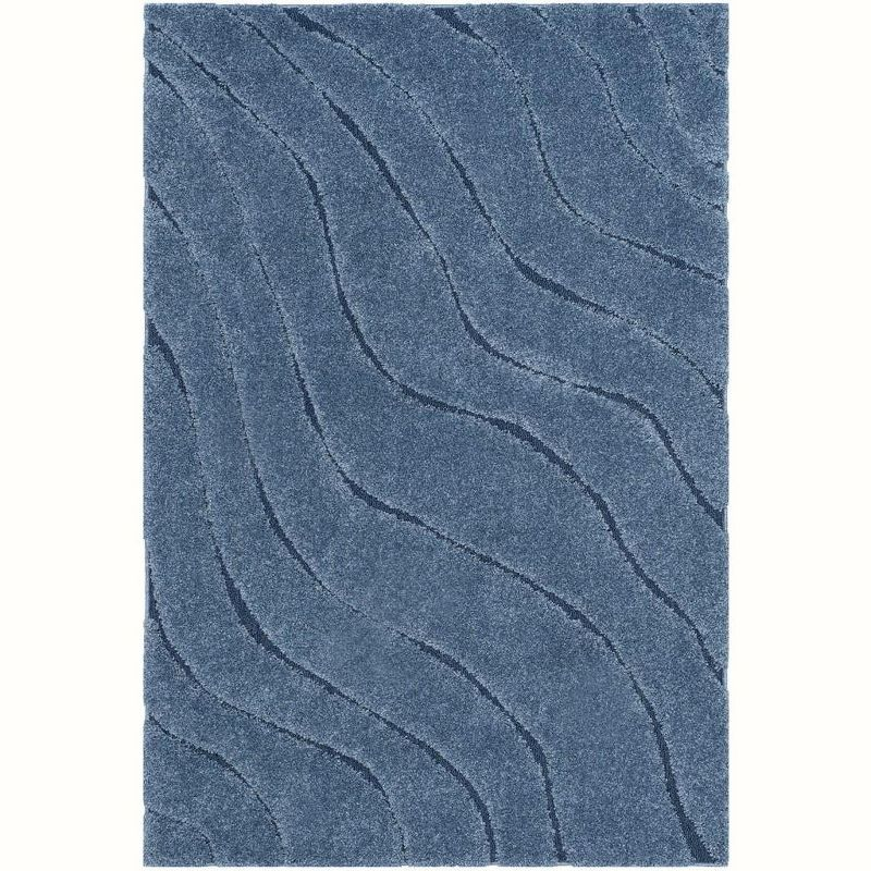Florida Shag SG472 Power Loomed Indoor Area Rug - Light Blue/Blue - 5'3"x7'6" - Safavieh