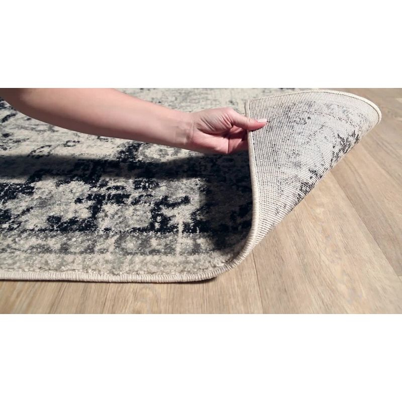 Livabliss 3'11"x5'7" Abby Traditional Rugs Cream/Charcoal: Medium Pile, Stain & Fade-Resistant, Indoor Use