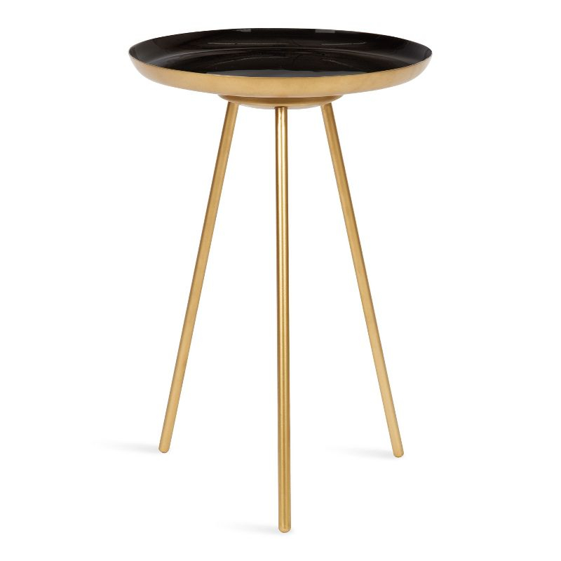 Kate and Laurel Laranya Round Metal Side Table, 15x15x22.5, Black and Gold