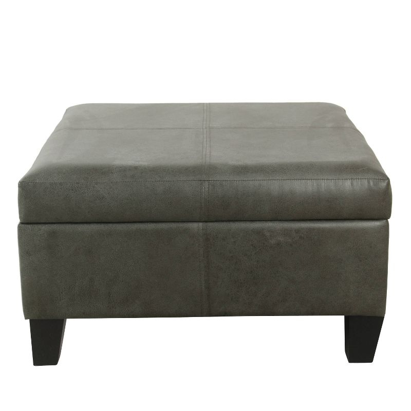 Luxury Large Square Storage Ottoman with Lid - HomePop: Faux Leather, Seating & Rosewood Legs