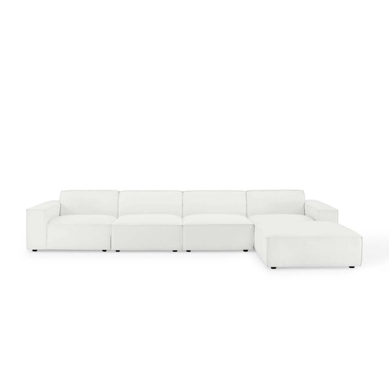 5pc Restore Sectional Sofa White - Modway: Modern Upholstered Living Room Furniture, Wood Frame