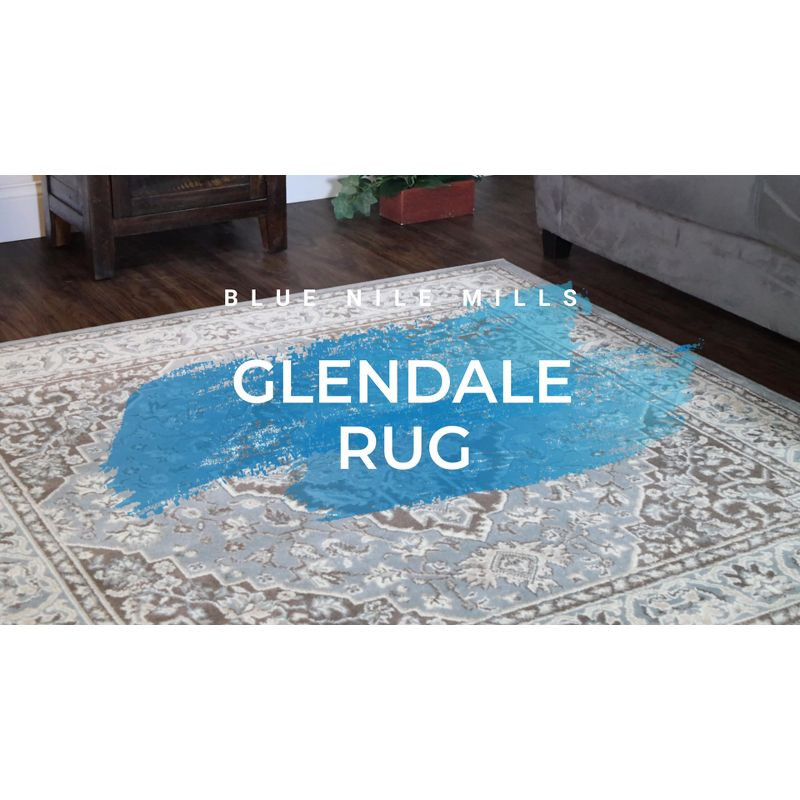 Traditional Vintage Medallion Floral Scroll Indoor Area Rug, 5'x8', Blue - Blue Nile Mills