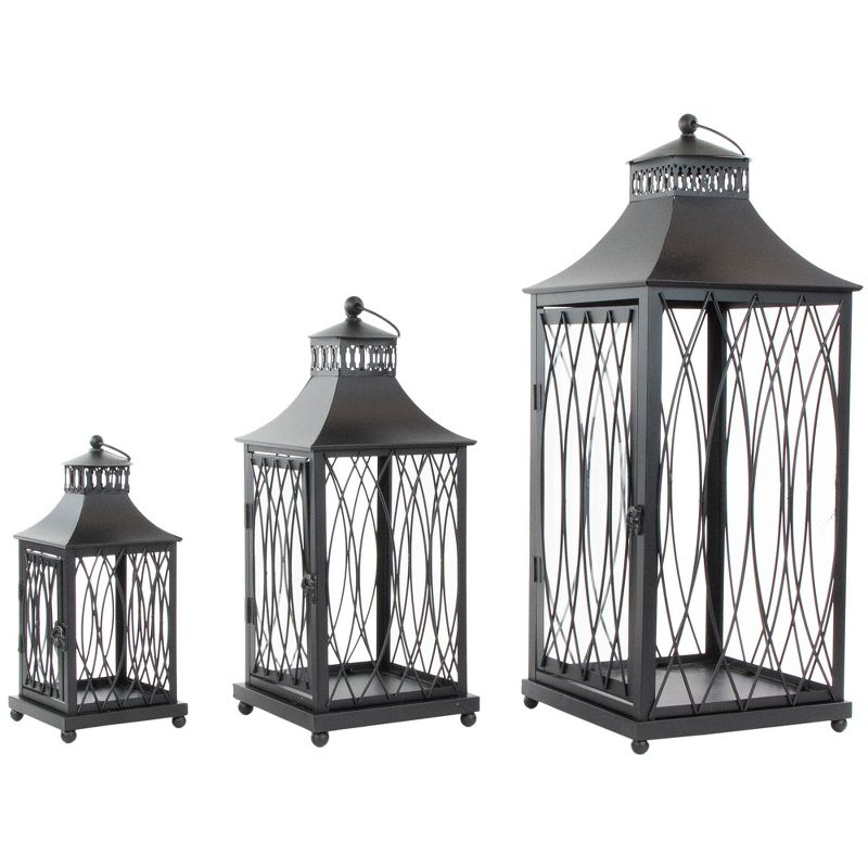 Northlight Seasonal Black Lattice Style Candle Lanterns
