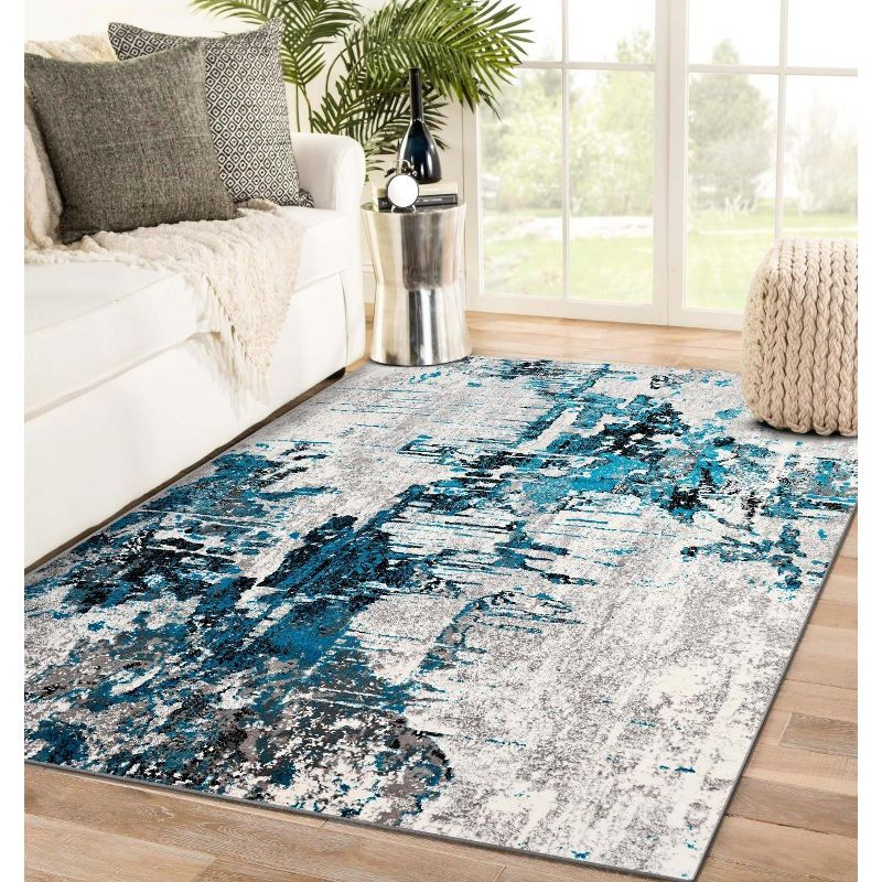 Luxe Weavers Contemporary Abstract Area Rug, Turquoise 5x7
