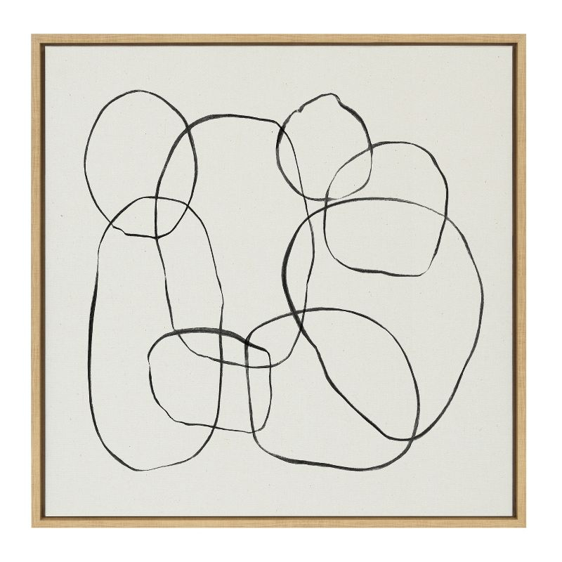 Kate and Laurel Sylvie Dancing Circles Framed Canvas by Teju Reval of SnazzyHues, 30x30, Natural
