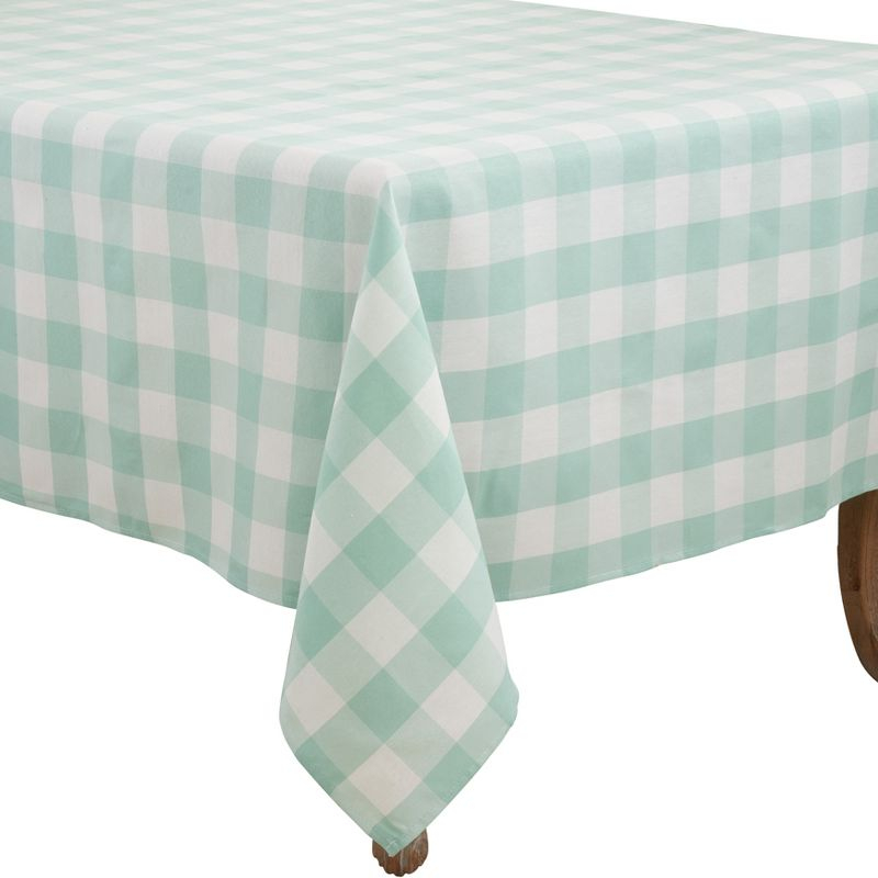 Saro Lifestyle Buffalo Plaid Cotton Blend Tablecloth, Green, 70" x 70"