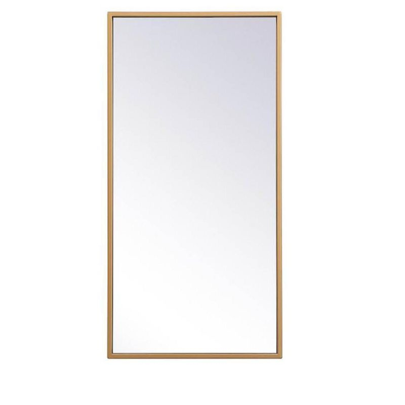 Elegant Lighting Metal frame rectangle mirror 14x28 inch in brass