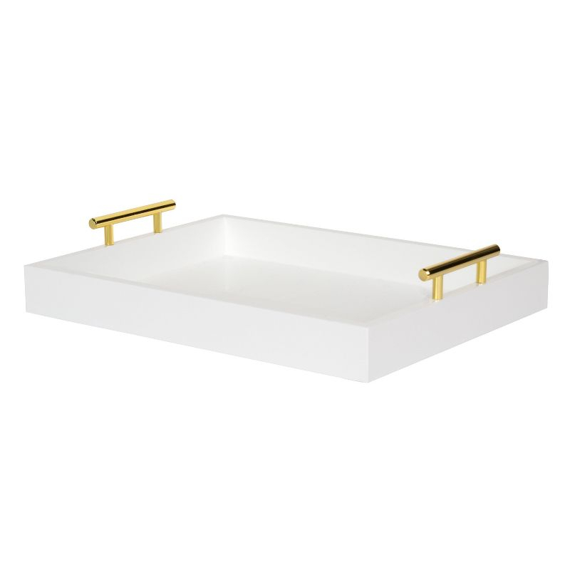 Kate and Laurel Lipton Tray, 16.5x12.25, White and Gold