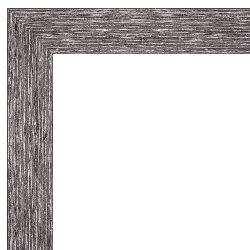 31" x 25" Pinstripe Narrow Framed Bathroom Vanity Wall Mirror Gray - Amanti Art: Beveled, Polystyrene Frame, Wall Mount