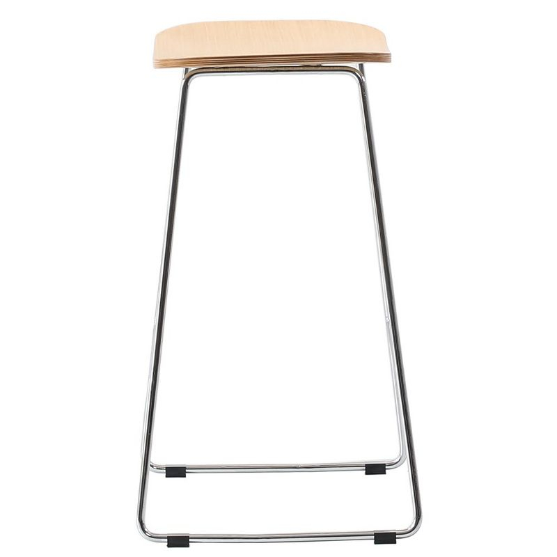 Leisuremod Melrose Modern Barstool with MDF seat in Chrome Base, Natural Wood