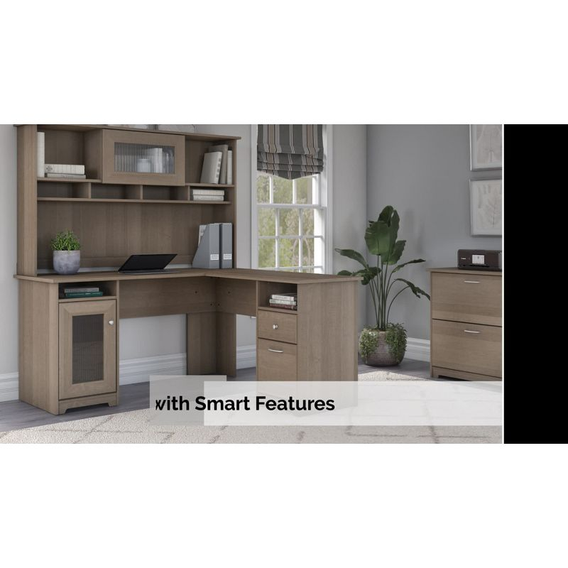 Cabot 60W L Shaped Computer Desk with Hutch Modern Gray - Bush Furniture