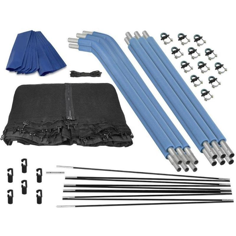 Upper Bounce Trampoline Safety Enclosure Set including Net, 6 Curved Poles, Pole Caps, Pole Foam Sleeves - Fits 8ft Round Trampoline Frame