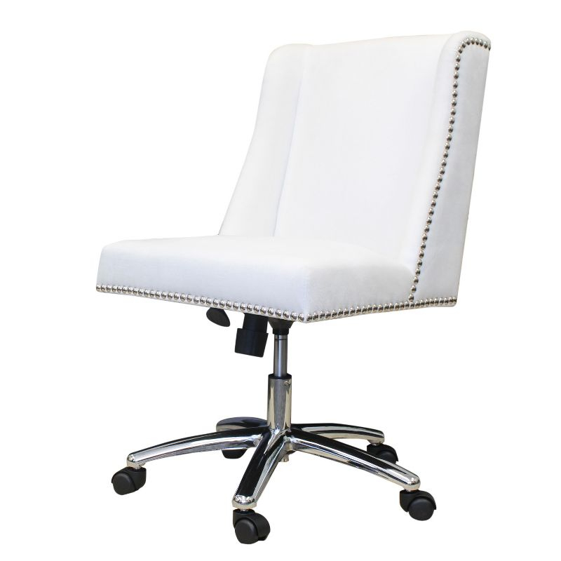 Decorative Task Chair White - Boss: Chrome Base, Swivel, Adjustable Height, Metal Frame, Casters