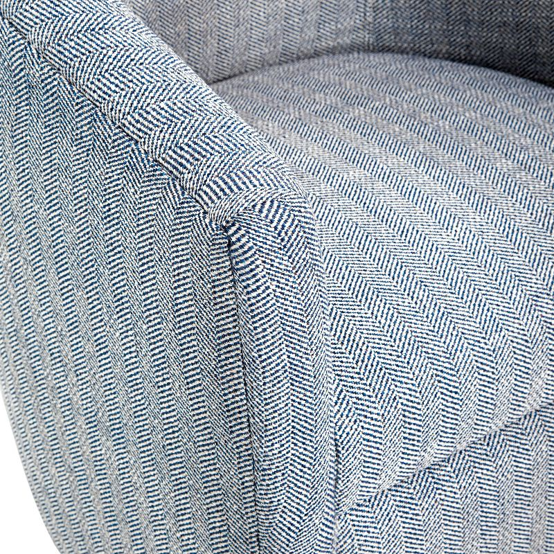 Comfort Pointe Lynton Swivel Accent Chair Indigo/Off White: Upholstered, No Assembly, Wood Legs