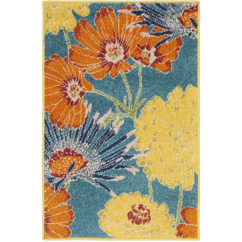 Nourison Allur Oversized Flowers Indoor Area Rug Turquoise Multicolor 2' x 3'