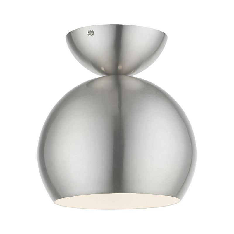 Livex Lighting Stockton 1 - Light Semi-Flush Mount in  Brushed Nickel/Polished Chrome