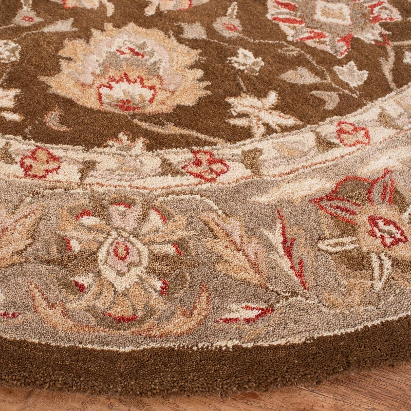 Anatolia AN512 Hand Tufted Indoor Area Rug - Brown/Green - 8' Round - Safavieh