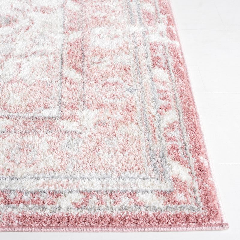Layla LAY108 Power Loomed Area Rug - Ivory Grey/Pink - 6'7"x6'7" - Safavieh
