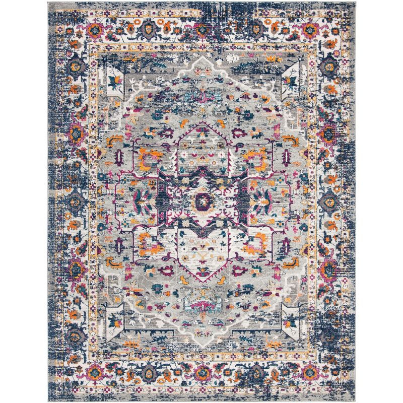Evoke EVK275 Power Loomed Area Rug - Grey/Navy - 8'x10' - Safavieh.
