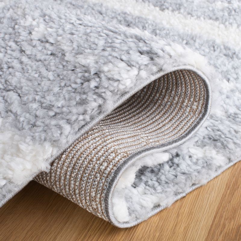 Parma Shag PMA542 Power Loomed Indoor Area Rug - 6'7"x6'7" - Grey/Ivory - Safavieh