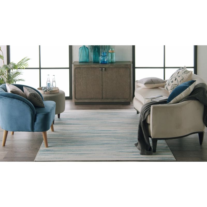 Nourison Jubilant 7'10" x 9'10" (8' x 10') Blue Area Rug Coastal Contemporary Striped by Nourison