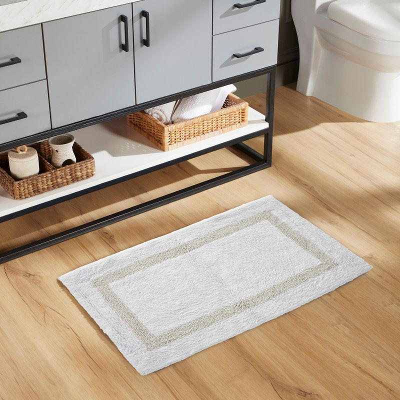 21"x34" Hotel Collection Bath Rug White/Ivory - Better Trends: Cotton Tufted, Machine Washable