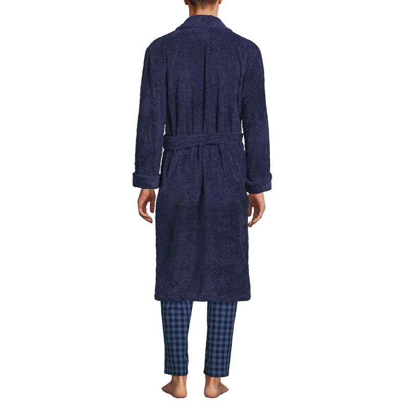 Lands' End Men's Calf Length Turkish Terry Robe - Medium - Deep Sea Navy