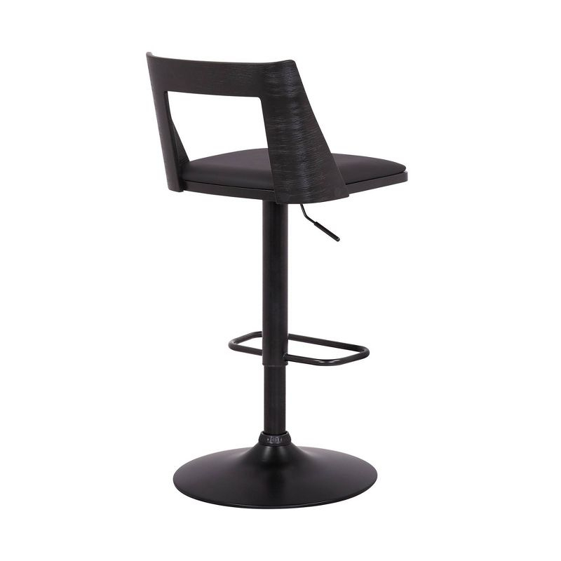 Armen Living Milan Adjustable Swivel Faux Leather Metal Barstool Black : Square Seat, Footrest, 250lb Capacity
