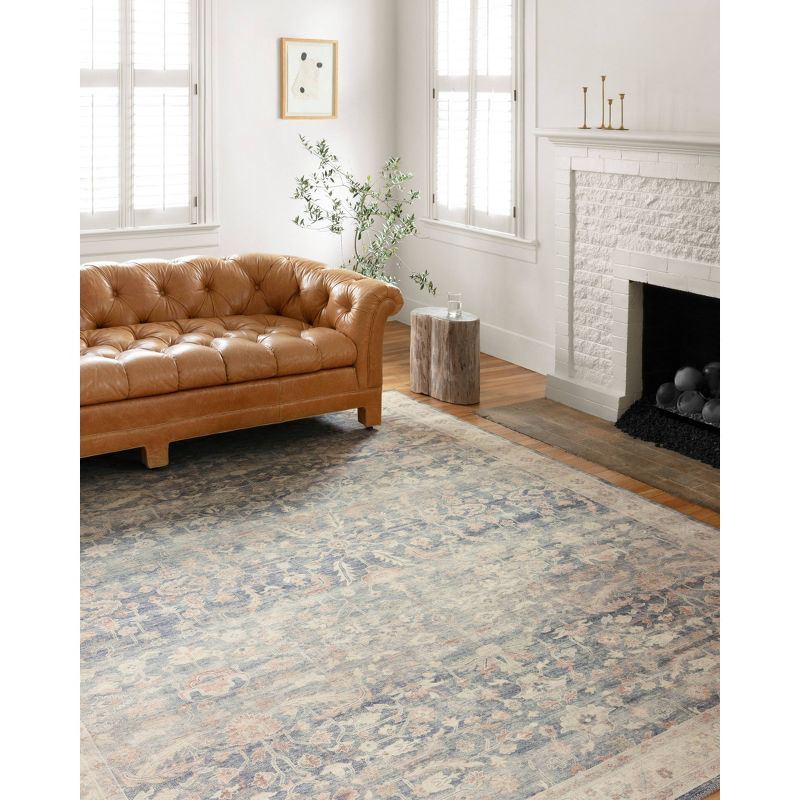 3'6"x5'6" Hathaway Rug Denim Blue - Loloi Rugs: Mid-Century Modern Medallion, Indoor Flat Pile, Polyester