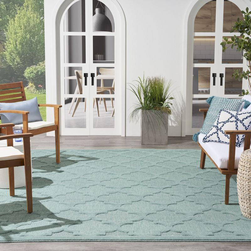 Nourison Easy Care 8' x 10' Aqua/Teal Indoor/Outdoor Rug