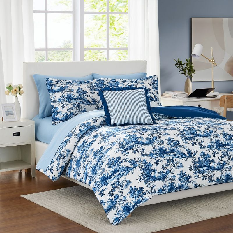 Modern Threads 8-Piece Shaya Toile Floral Reversible Bed in a Bag , King