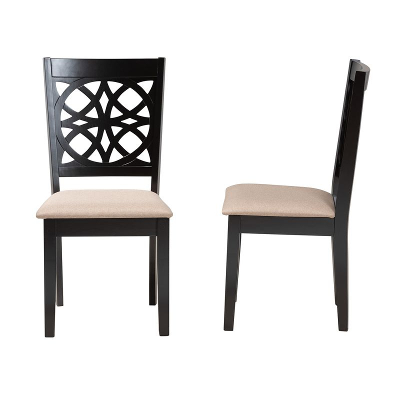 Baxton Studio Abigail Modern Beige Fabric and Dark Brown Finished Wood 2-Piece Dining Chair Set