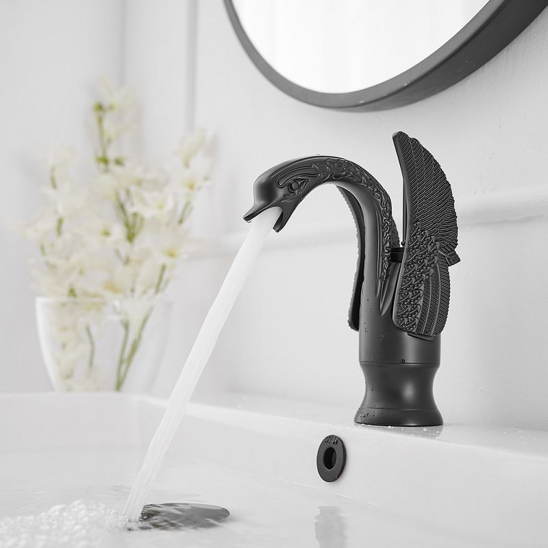 BWE Swan Single Hole Single-Handle Bathroom Faucet And Pop Up Drain & Overflow Cover