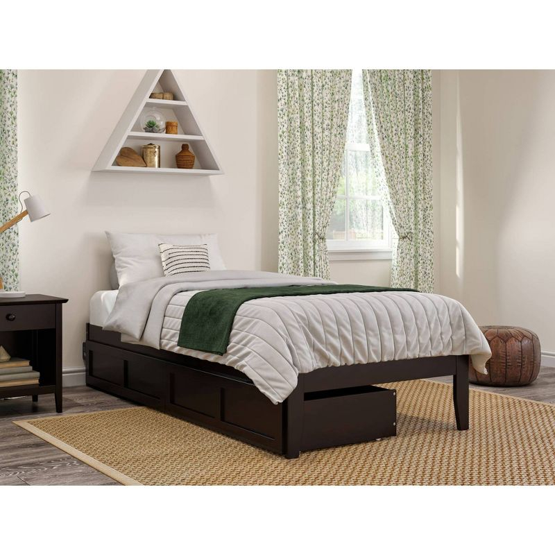 Twin XL Colorado Bed with 2 Drawers Espresso - AFI: Wood Frame, No Box Spring Needed, Storage Solution