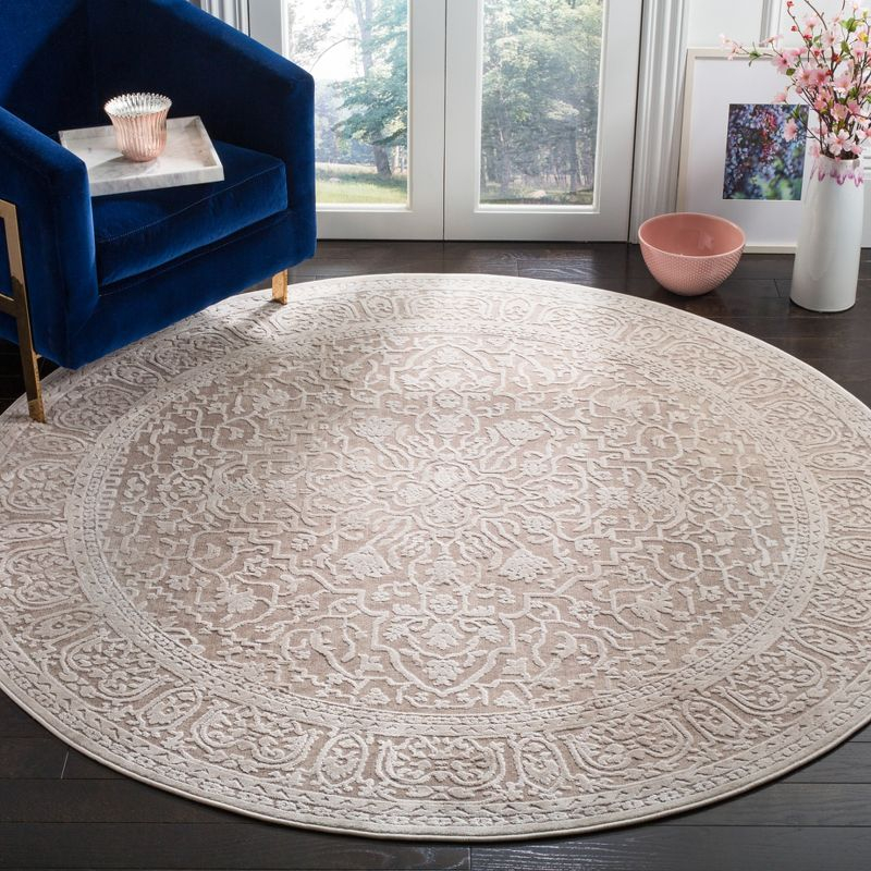 Reflection RFT670 Power Loomed Indoor Area Rug - 6'7" Round - Beige/Cream - Safavieh