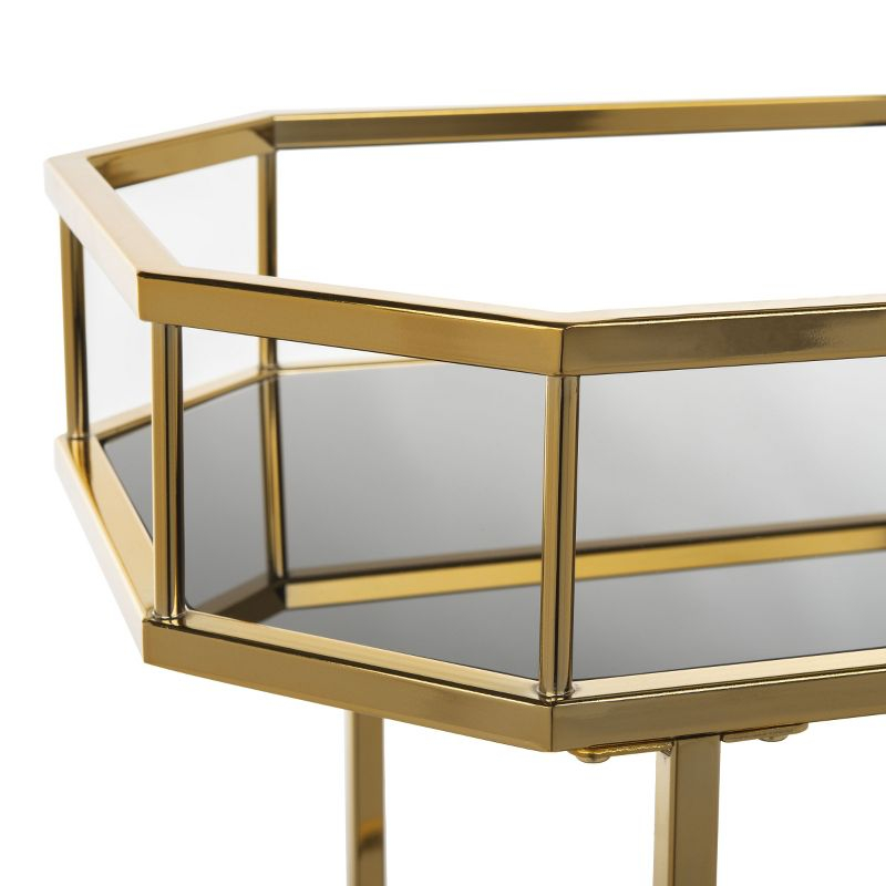 Silva 2 Tier Octagon Bar Cart - BCT8004C - Brass/Black - Safavieh