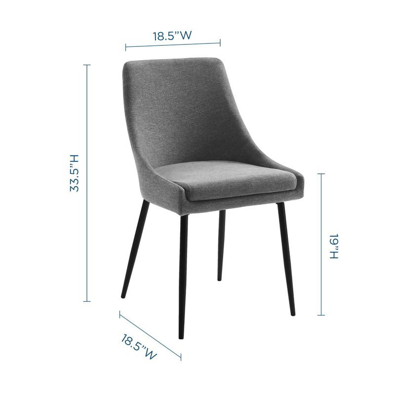 Modway Viscount Upholstered Fabric Dining Chairs - Set of 2, Black Charcoal