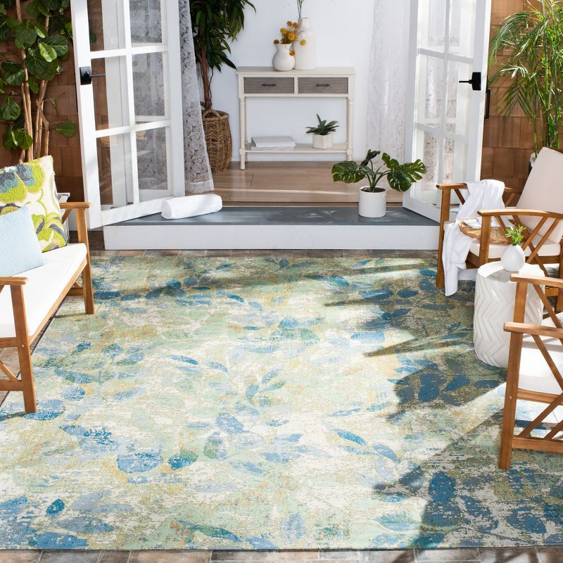 Barbados BAR594 Power Loomed Indoor and Outdoor Area Rug - Blue/Ivory - 8'x10'5" - Safavieh.