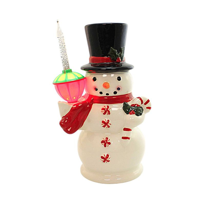 9.0 Inch Snowman With Bubble Light Candy Cane Figurines