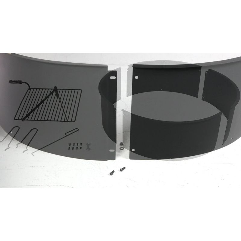 Sunnydaze Outdoor Heavy-Duty Steel Portable Campfire Ring with Cooking Grate and Fire Poker - 36" - Black