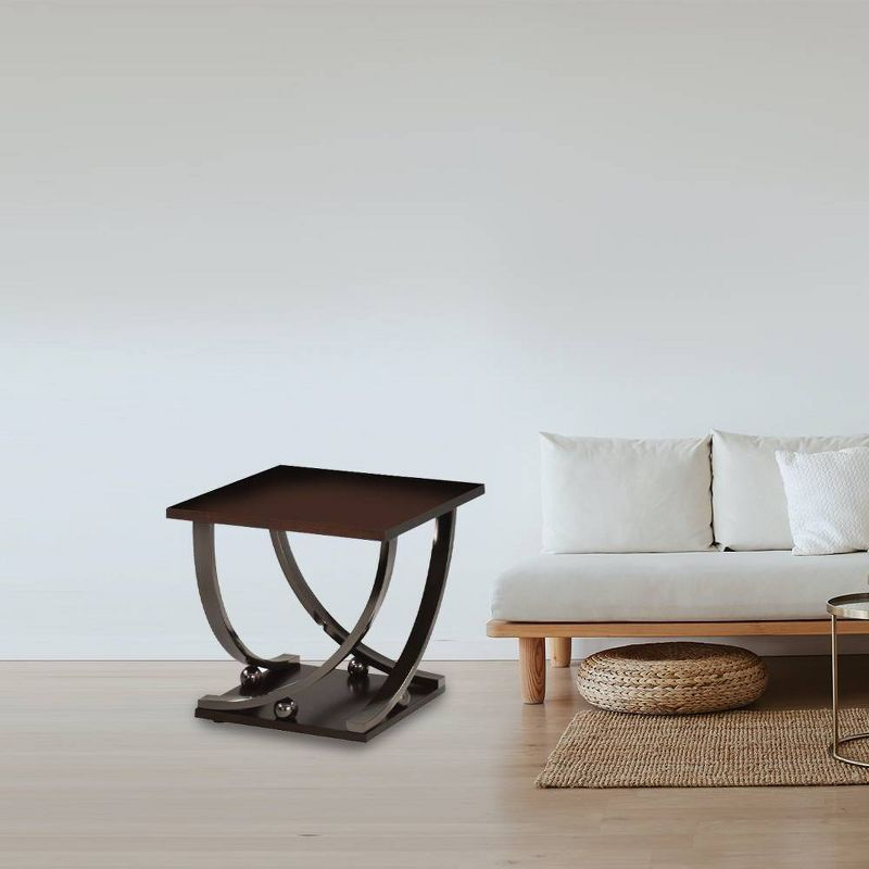 ACME Isiah End Table in Black Nickel 80357