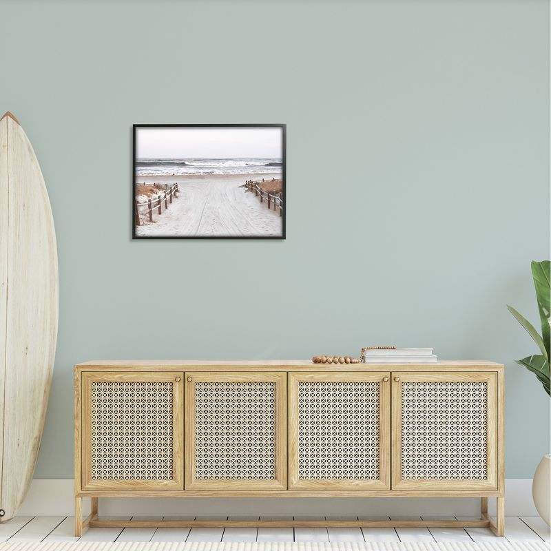 Stupell Industries Beach Waves Foggy Horizon Framed Giclee, 24 x 30